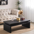47.6' Farmhouse Wood Coffee Table, Mid Century Modern Wooden Coffee Tables for Living Room Natural Solid Firwood Tabletop Rectangle Center Table for Apartment Home Office Tea Table (Black)
