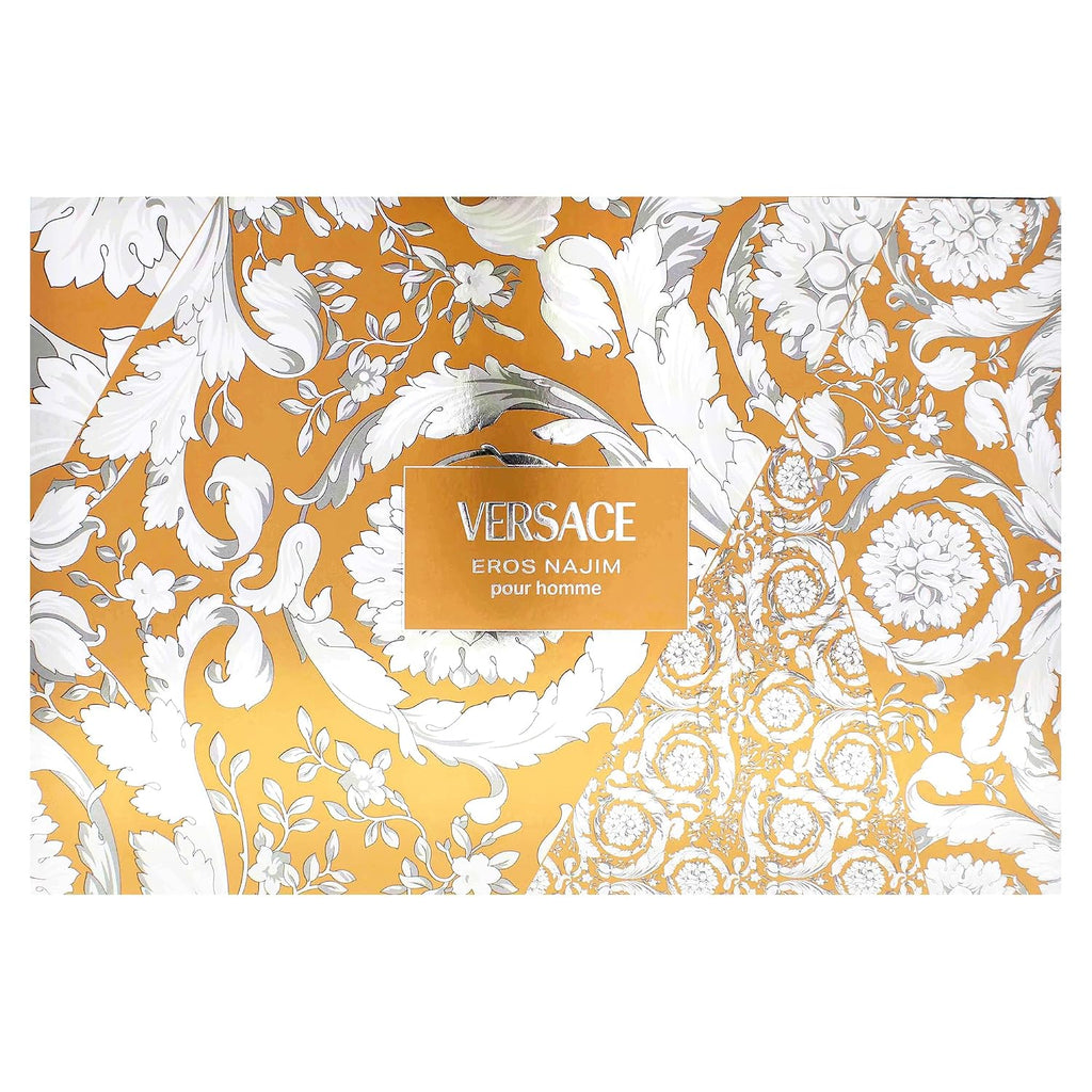 Eros Najim by Versace for Men - 3 Pc Gift Set 3.4oz Parfum Spray, 0.3oz Parfum Spray (Mini), Pouch