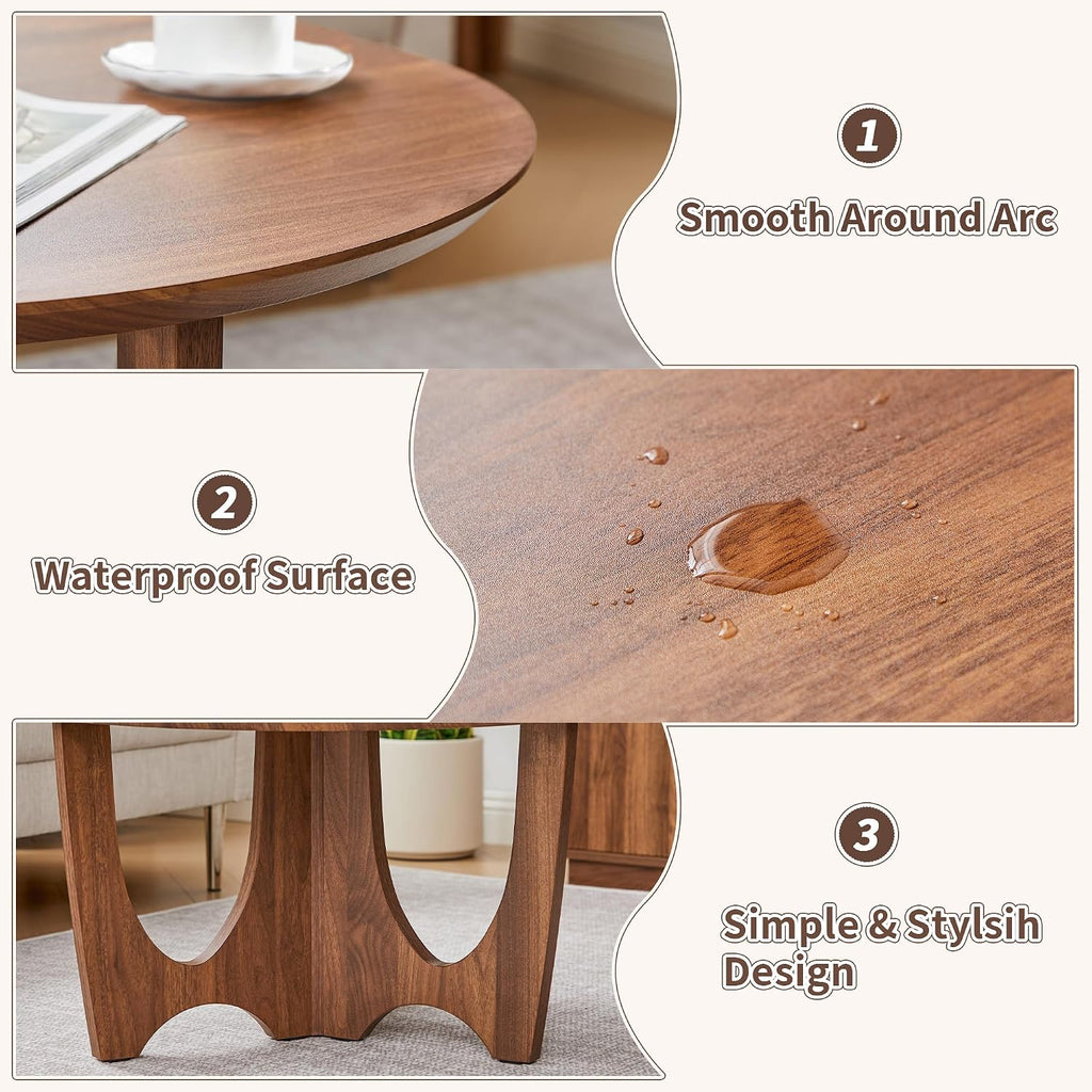 Bifins Small Round Coffee Table Set of 3,Round Coffee Table and 2 End Side Tables, Mid-Century Modern 3-Piece Living Room Tables Set for Apartment, Office,Small Space