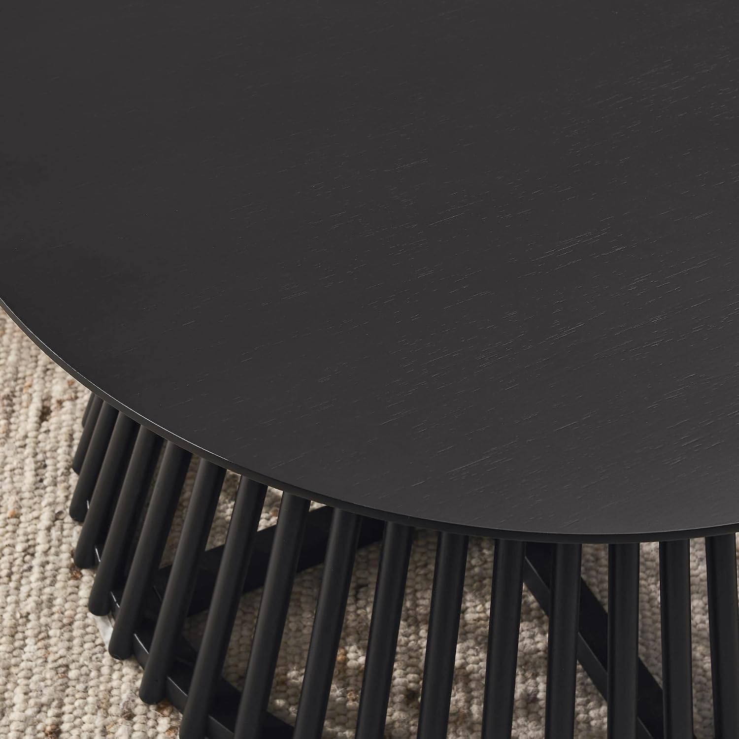 KEVINSPACE Round Coffee Table Solid Wood Nesting End Table Set of 2 Wood Side Table Circle Modern Accent Tables Farmhouse Circle Side Table Sets for Small Spaces Living Room Apartment Bedroom Black