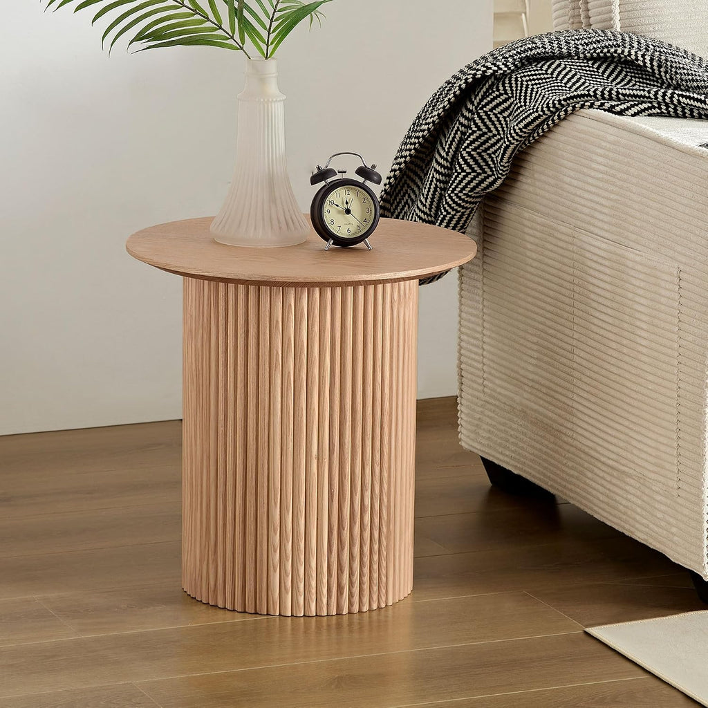 KEVINSPACE 17.71' Accent Side/End Table, Round Side Table Sofa Table Bedside Table for Small Spaces Nightstand for Living Room, Bedroom,Stable Frame, Easy Assembly Natural