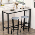 AWQM 39.3' Bar Table Set of 2,Faux Marble Pub Height Table and Chairs Set of 2 with Upholstered Stools,3 Piece Bar Table and Chairs Set Dining Table Set for Living Room,Kitchen,Bar,Grey