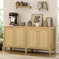 EYYTHUNG Farmhouse Buffet Cabinets Set of 2, Sideboard Storage Cabinet with Adjusable Shelve, Accent Cabinet Credenza, Kitchen Coffee Bar Console Table for Living Dining Room, Natural Oak