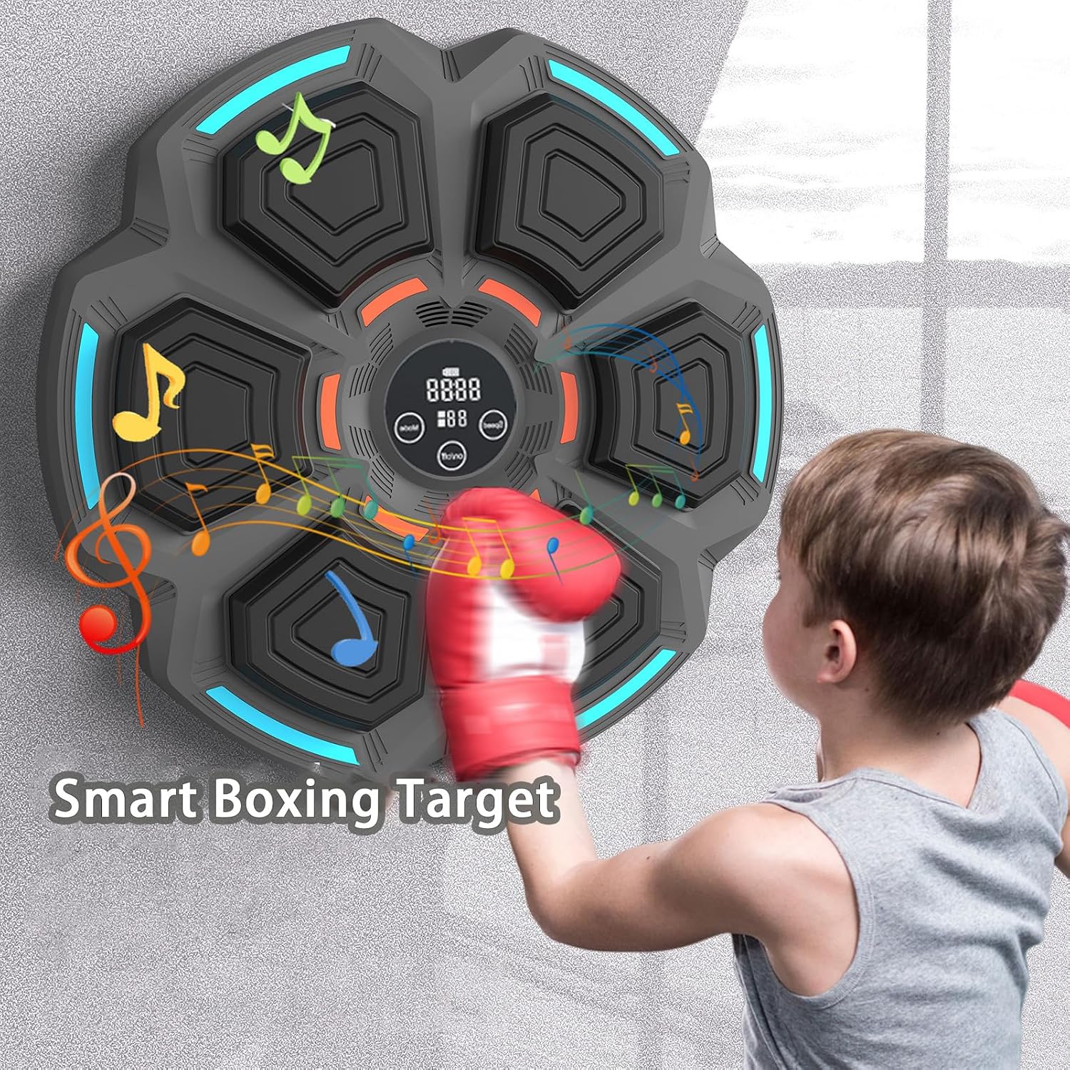 Music Boxing Machine,Wall-Mounted Music Punching Machine with 9-Speed Adjustable,Boxing Gym Equipment with LED Display for Beginners