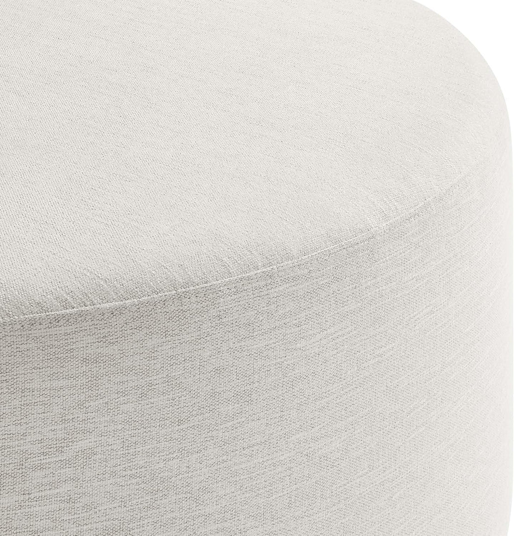 Modway Callum 38 Inch Round Ottoman in Ivory Fabric - Heathered Woven Fabric - Versatile Upholstered Coffee Table and Footrest - Couch Ottoman - Living Room Accent Table
