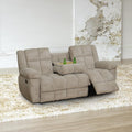 Maunal Recliner Sofa Set, Corduroy Fabric Reclining Living Room Set, Reclining Sofa Couch with Console & Cup Houlders for Living Room (Beige, 3 Seater Recliner Sofa)