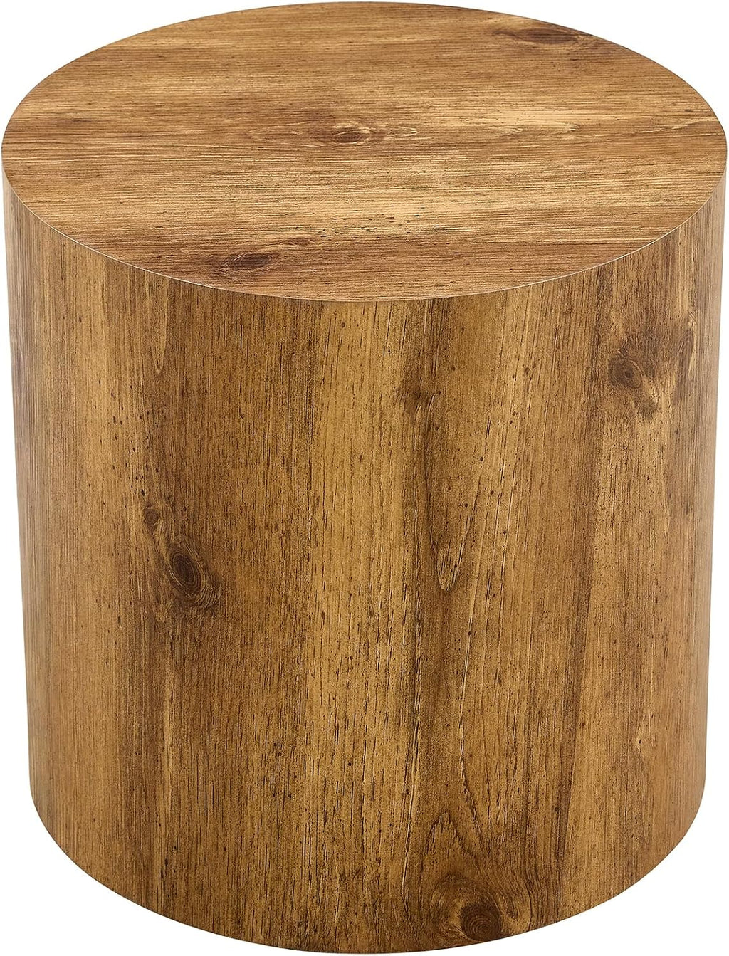 Rustic Brown Small Coffee Table Modern Drum-Shape Bedside Table Nightstand for Bedroom Living Room Round Wood Side End Table Beside Sofa Couch -Fully Assembled(15.7 x 15.7 x 15.7 H)