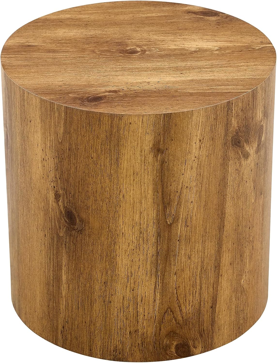 Rustic Brown Small Coffee Table Modern Drum-Shape Bedside Table Nightstand for Bedroom Living Room Round Wood Side End Table Beside Sofa Couch -Fully Assembled(15.7 x 15.7 x 15.7 H)