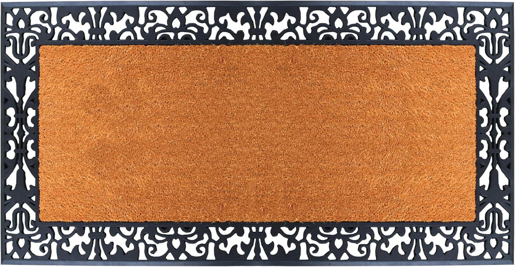 A1 Home Collections Natural Coir & Rubber Door Mat, 30'x60' - Thick, Durable, Heavy Duty, Anti-Shed, Fade-Resistant, Long-Lasting Outside Entrance Large Doormat for Front Porch