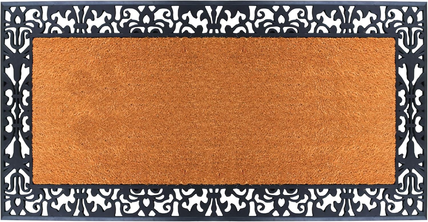 A1 Home Collections Natural Coir & Rubber Door Mat, 30'x60' - Thick, Durable, Heavy Duty, Anti-Shed, Fade-Resistant, Long-Lasting Outside Entrance Large Doormat for Front Porch