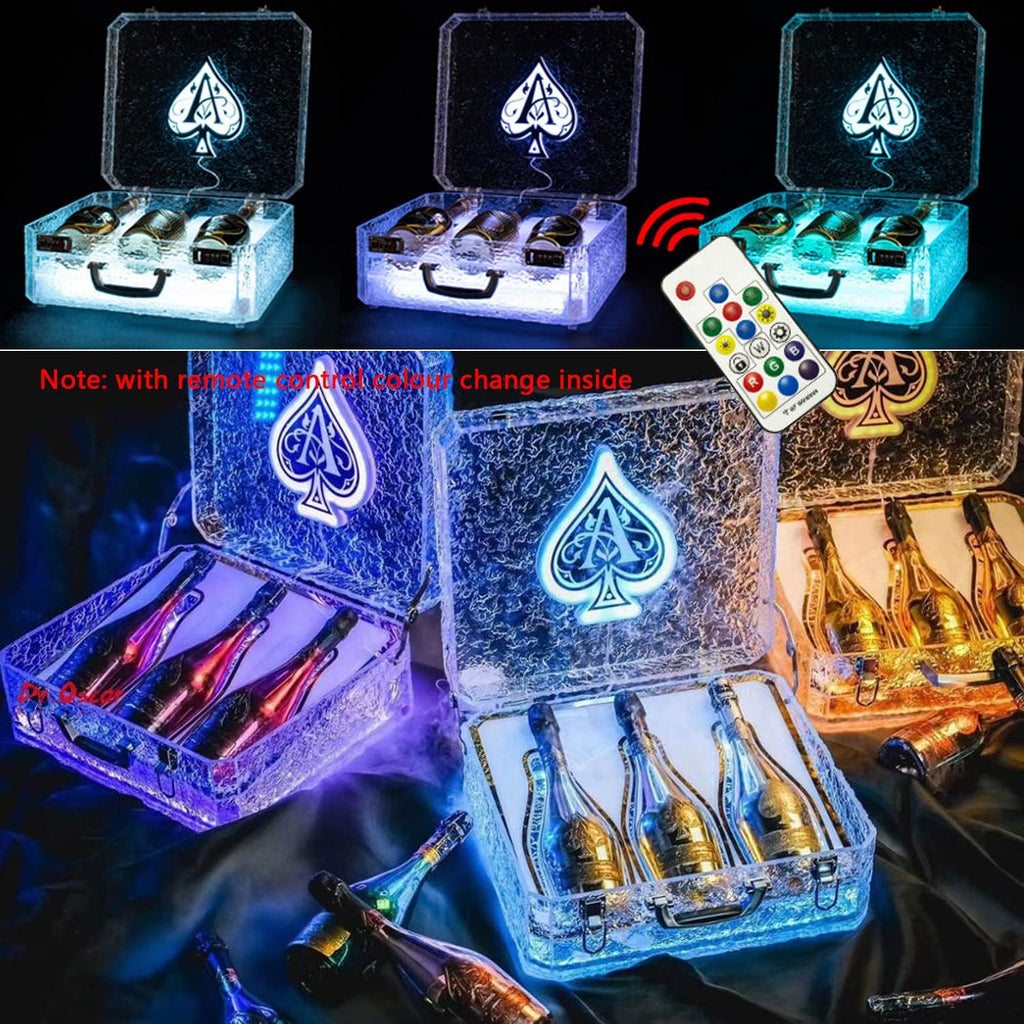 FADALE 3 Bottles Rechargeable LED Ace of Spade Glorifier Box, Champagne Bottle Carrier Case for Night Club Party Lounge Bar