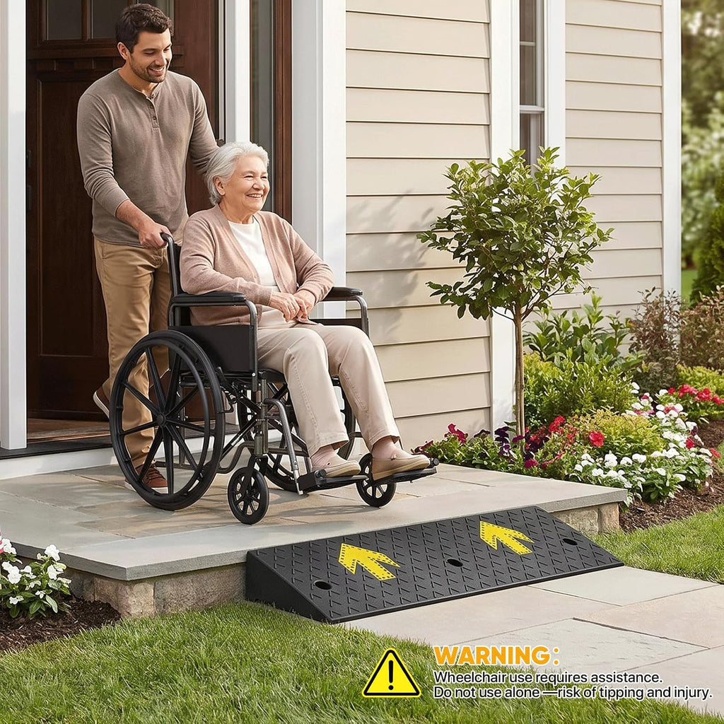 Magshion 2 Pack 4.3' Rise Rubber Curb Ramp for Driveway, 4400 lbs Capacity Per Ramp, 37.4' Wide Heavy Duty Threshold Ramp for Car, Wheelchair, RV, Trailer, Mower, Truck, Scooter & Motorcycle