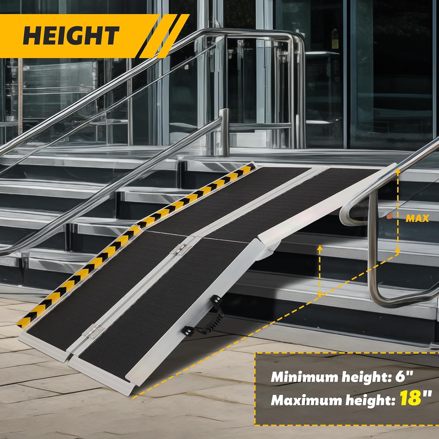 Wheelchair Ramp 6FT, Portable Ramps for Wheelchairs, Aluminum Non-Slip Folding Handicap Ramps for Steps, Outdoor Threshold Wheel Chair Ramps for Doorways, Porch, Cart, Stairs, Curbs