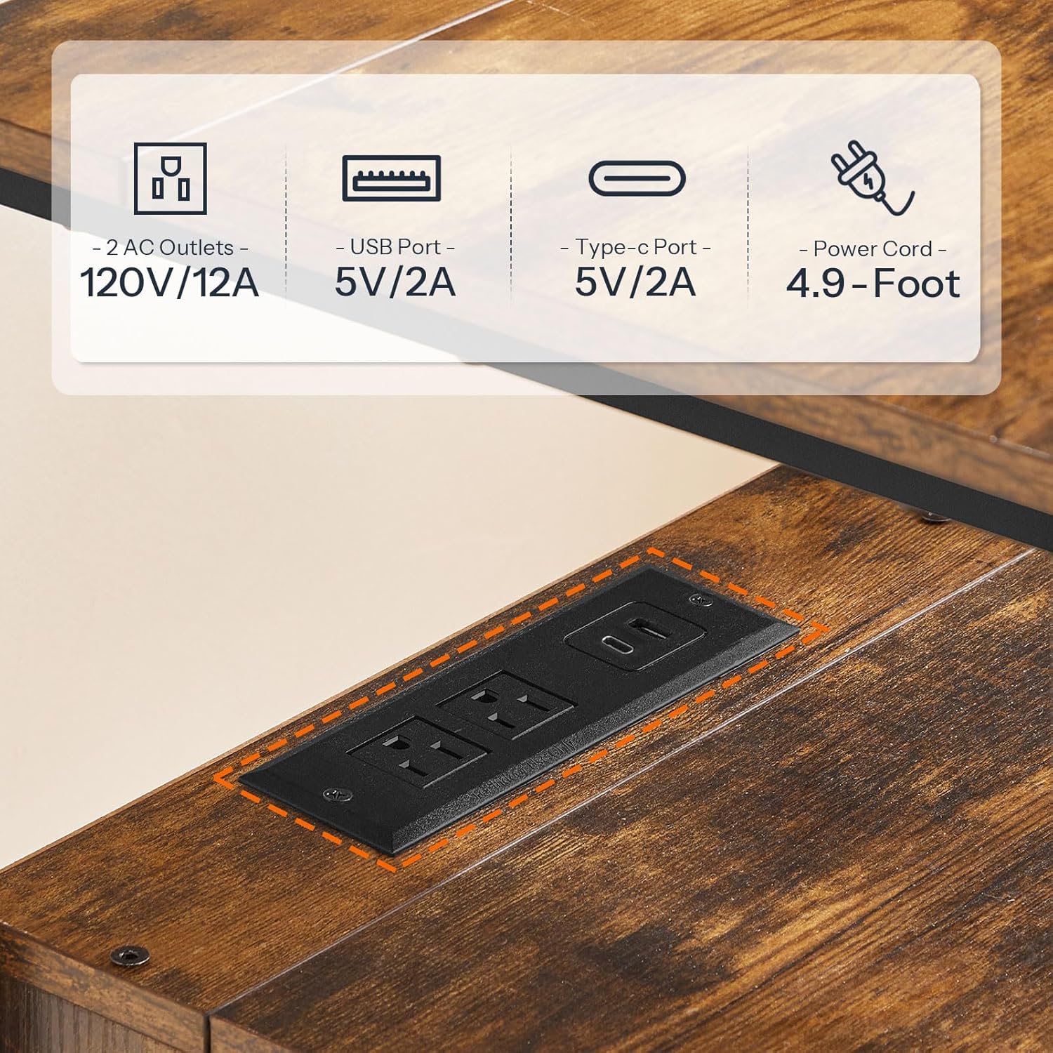 HOOBRO End Table Set of 2 with Charging Station, Bedside Table with 2 Drawer & USB Ports & Type-C Port, Nightstand for Small Spaces, Stable and Sturdy, for Living Room, Rustic Brown BF43UBZP201