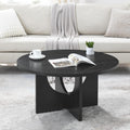 35.8' Black Round Coffee Table, Furniture Table,Modern Accent Table with Reverse Arch,Multi-Purpose Side Table, Veneer Finish End Table for Living Room,Bedroom,Office,and Small Spaces (Black,35.8')