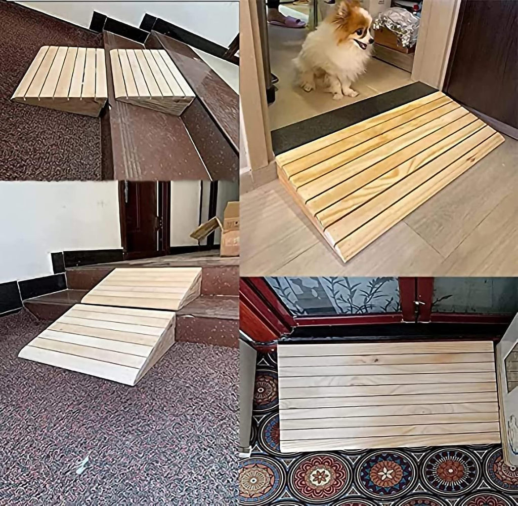 Wood Threshold Ramps for Doorway 2' - 6' Rise, Non-Slip Surface Wooden Ramps for Home/Garden Step/Sheds Doors, Wheelchairs Transition Ramp (Size : 38.8x35x15cm/15.2x13.8x6in)