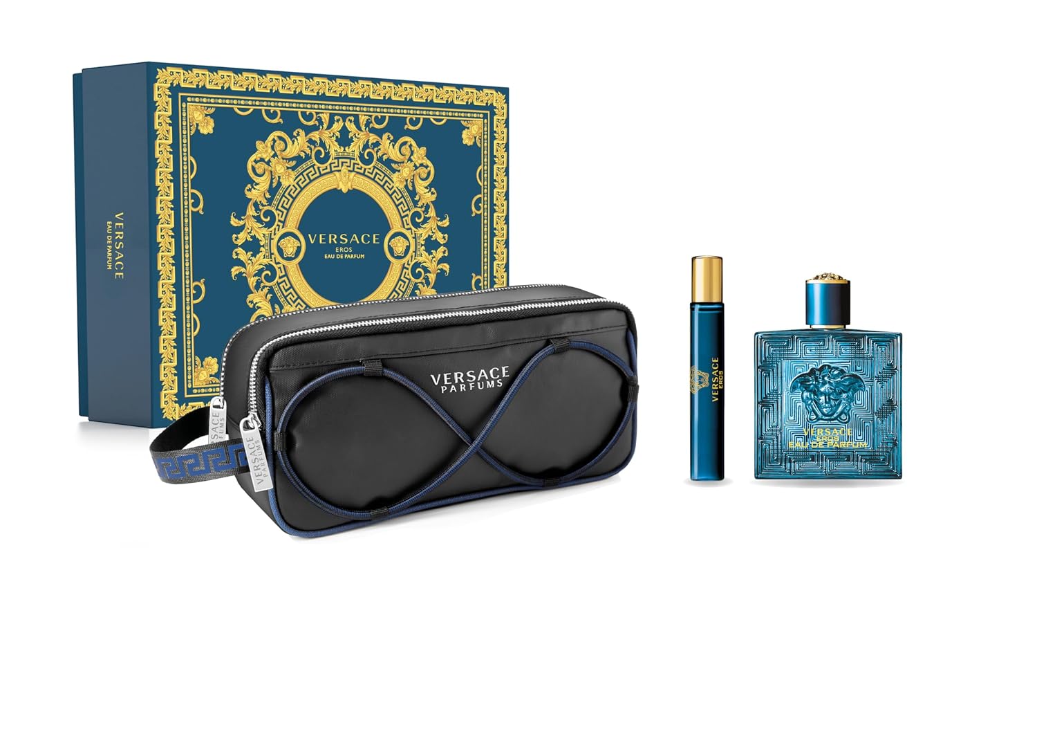 Versace Eros for Men - 3 Piece Gift Set - 3.4 Oz Eau De Parfum Spray