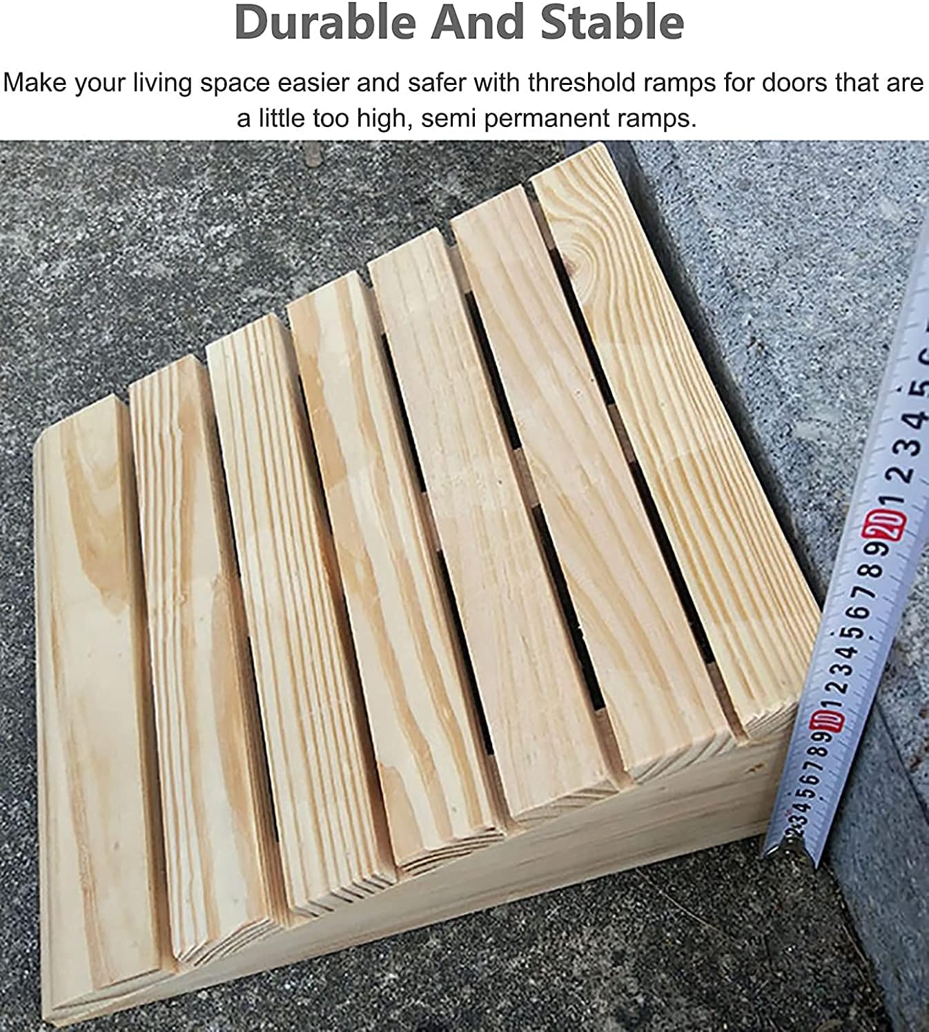 Ramps Wood Threshold for Doorways, Portable Wheelchair Non Slip Curb Doorway for Move Walker/Bike/Scooter(33.8x30x13cm)