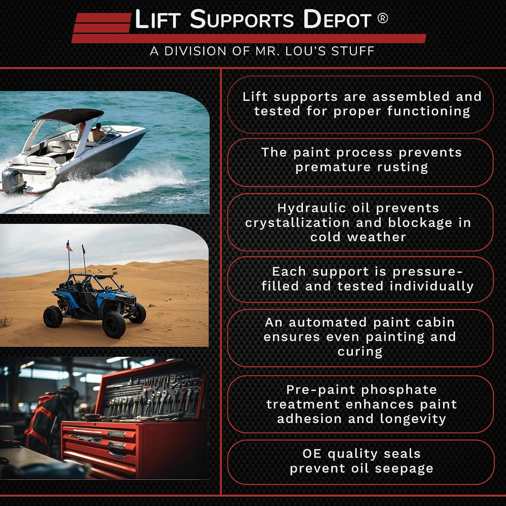 Lift Supports Depot Qty (2) 20.8 Inch 50lbs 13mm Ball Sockets Stainless Steel Lift Supports, Gas Struts 10/22 Marine Grade Shocks