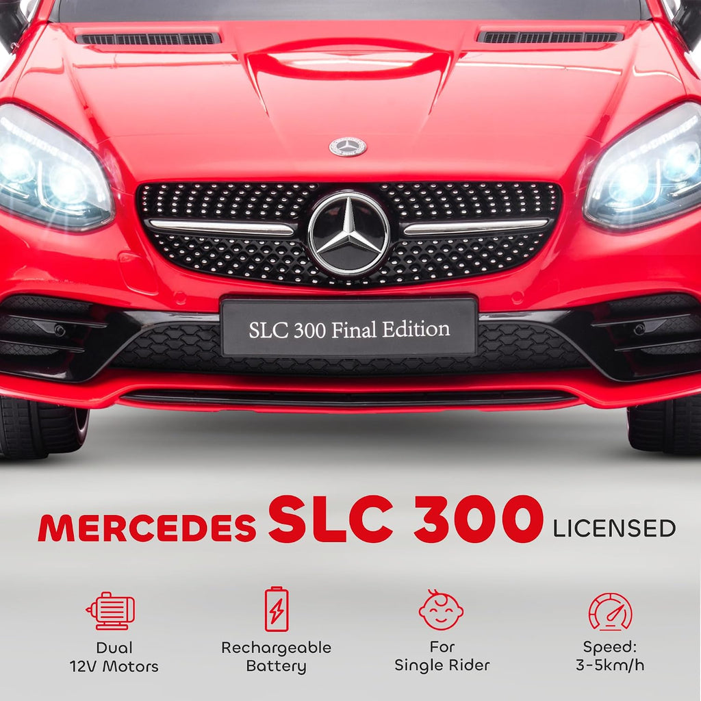 Aosom Mercedes SLC 300 Licensed 12V Ride On Car for Kids with Remote Control, 2 Speeds, Battery Powered Kids Electric Car with Music, Lights, Suspension for 3-6 Years Old, Red