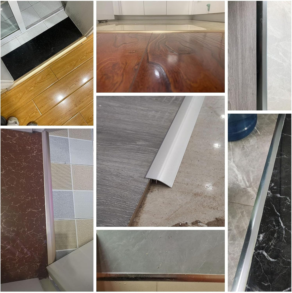 25 31 35 49 64 70 Inch Aluminum Floor Transition Strips, Doorway Threshold Reducer Edge Trim for Tile To Flooring Vinyl Plank/ Uneven Laminate Floors, Wide 42MM Brid,Light Coffee-W 42MM - L 34in