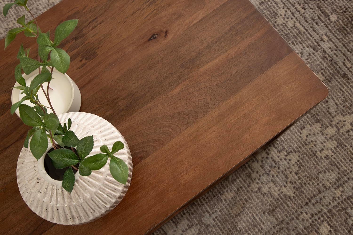 Kate and Laurel Dahl Transitional Rectangular Coffee Table; 36 x 20 x 18; Walnut Brown; Modern Rectangle Living Room Table with Solid Mango Wood Construction and Extra Underlying Storage