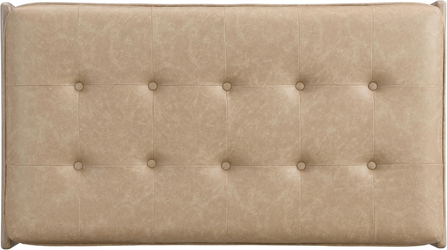 Merax 48.4' Rectangle Tufted Upholstered Cocktail Ottoman, Leather Ottoman Coffee Table, PU Leather Ottoman for Living Room, Bedroom, Office,Taupe Brown