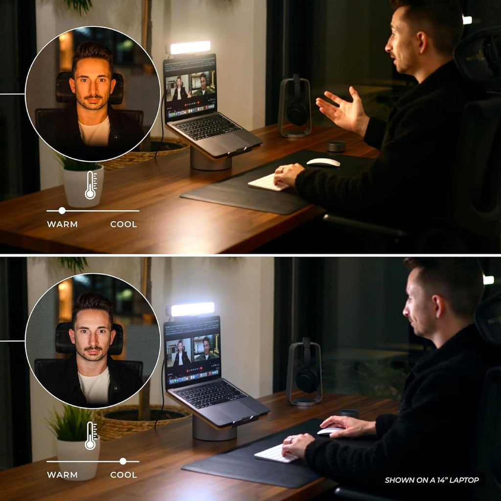 HumanCentric Premium Video Conference Lighting for Video Calls, HighBeam Pro Light for Zoom Meetings and Streaming, Upgrade Monitor Ring Light with LED Webcam Light, Dual Video Conference Light