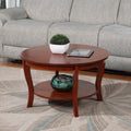 HomeStock Global Greatness Round Coffee Table with Shelf, Wood Finish, Classic Transitional Style Table, Two Tier Spacious Shelving, 30.00 x 30.00 x 18.00 Inch Mahogany