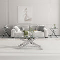 3 Pieces Living Room Table Set, 47' Glass Coffee Table and 2 End Table, Glass Coffee Table Set with Tempered Glass Tabletop and Metal Legs, for Living Room, Leisure, Apartment