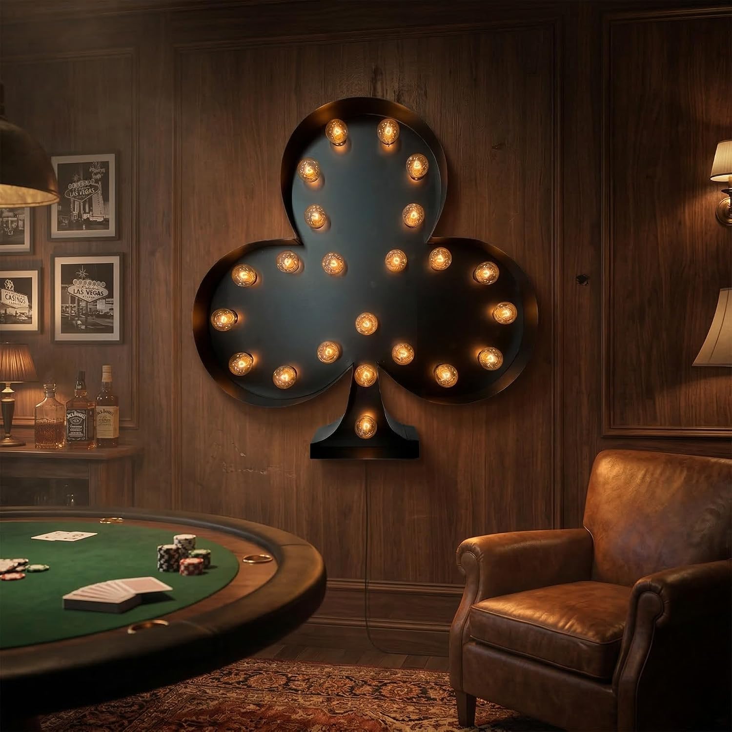 NEONSIGN Playing Card Suit LED Metal Marquee Wall Light Set of 4 – 24 Inch Spade Heart Diamond Club Casino Themed Metal Wall Decor for Game Room Bar Poker Room