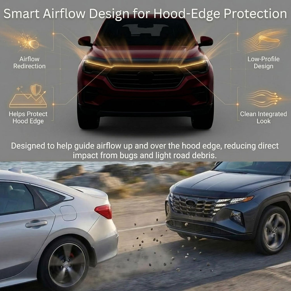 Hood Deflector Guard fits Toyota Hilux 2021-2025 (Not for Tacoma), Bugflector Bug & Bonnet Shields, Black ABS Hood Protector, Protects from Particles & Bug, All Weather Durable