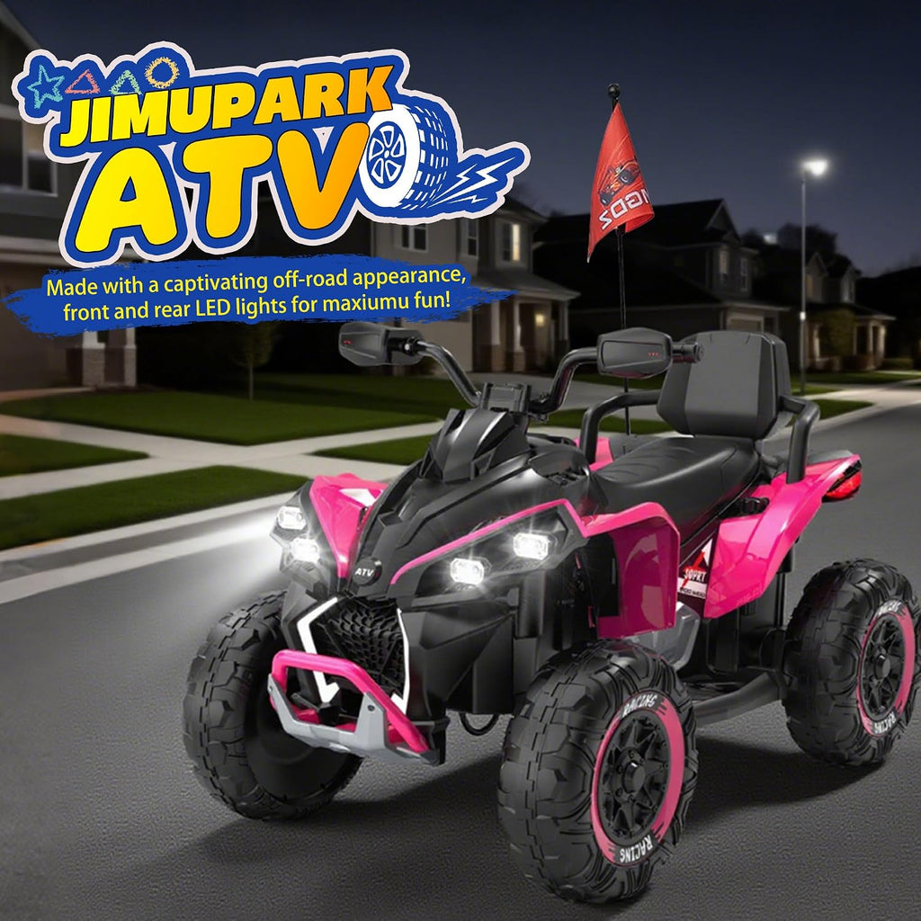 XL 2-Seater Kids Ride on ATV 24V Ride on Toys for Big Kids W/Parents Control, High Chassis, 4-Wheel Shock Absorber, Authentic Off-Road Kid's ATV Car with Music, Lights, Bluetooth, Pink