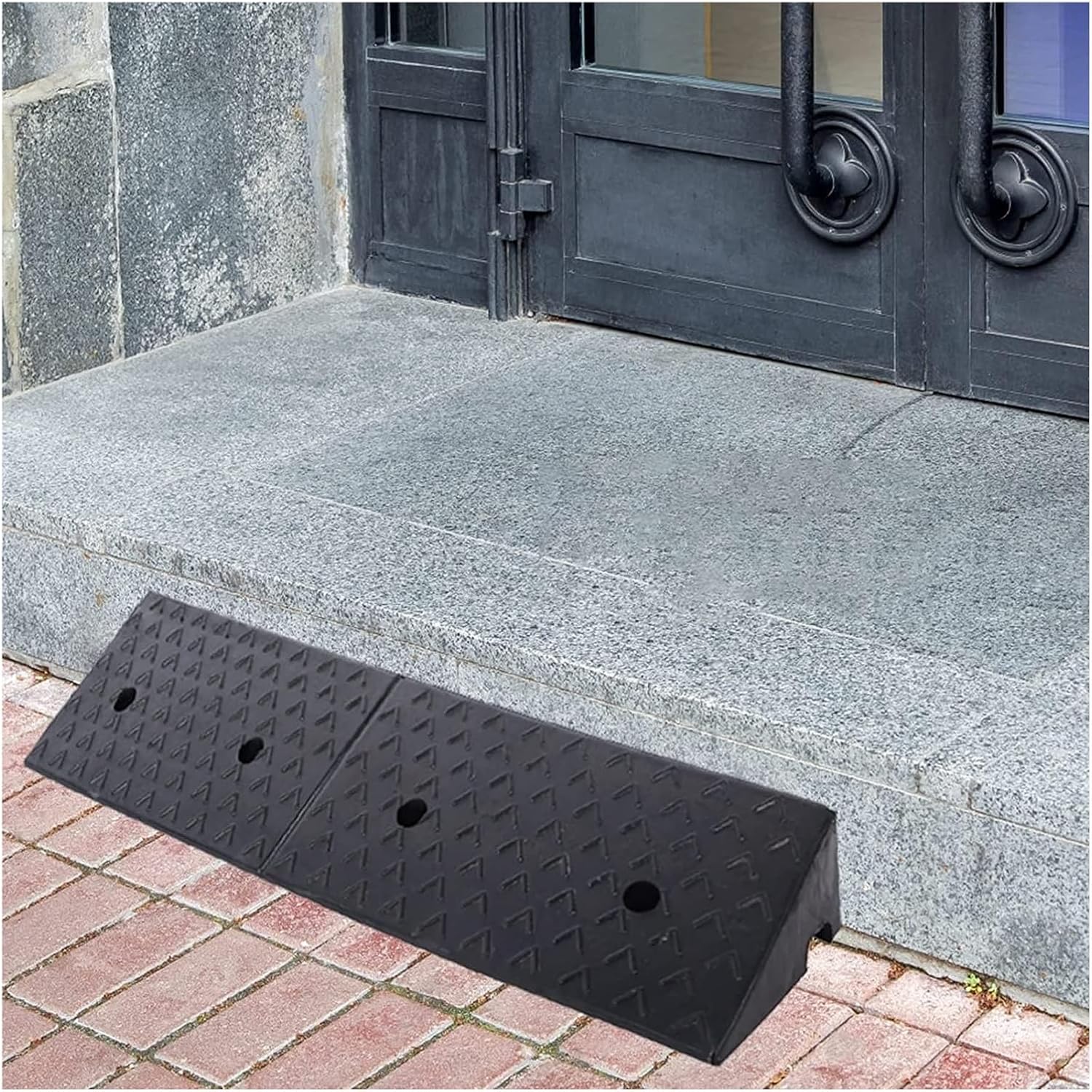 Threshold Ramp Wheelchair Solid Rubber Non-Slip for Room Door Handicap Ramps Wear-Resistant Kerb Anti-Slip (zwart 10cm/4in Rise) 8cm/3in (Black 9cm/3.5in Rise)