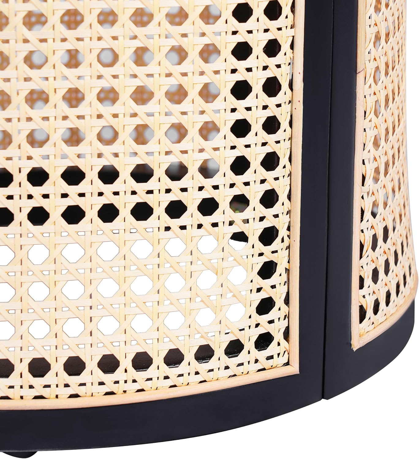 Christopher Knight Home Aurl Lift Top Round End Table with Storage, Modern Side Table with Woven Rattan Details, Wooden Small Coffee Table for Living Room, Round Storage Ottoman, Black