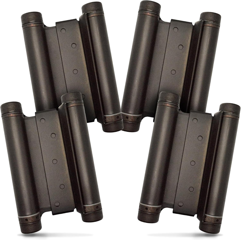 Swinging Cafe Doors - 6' Double Action Hinge – Heavy Duty Door Hinges for Saloon & Cafe Bar Swinging Doorways – Commercial Grade, Adjustable Tension for High Traffic Use, Oil-Rubbed Bronze, 4 Units