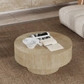 Modern Round Coffee Table, Round Coffee Tables for Living Room Contemporary Low Circle Center Table for Apartment, Farmhouse, Office, Mesa De Cafe (Round Travertine)