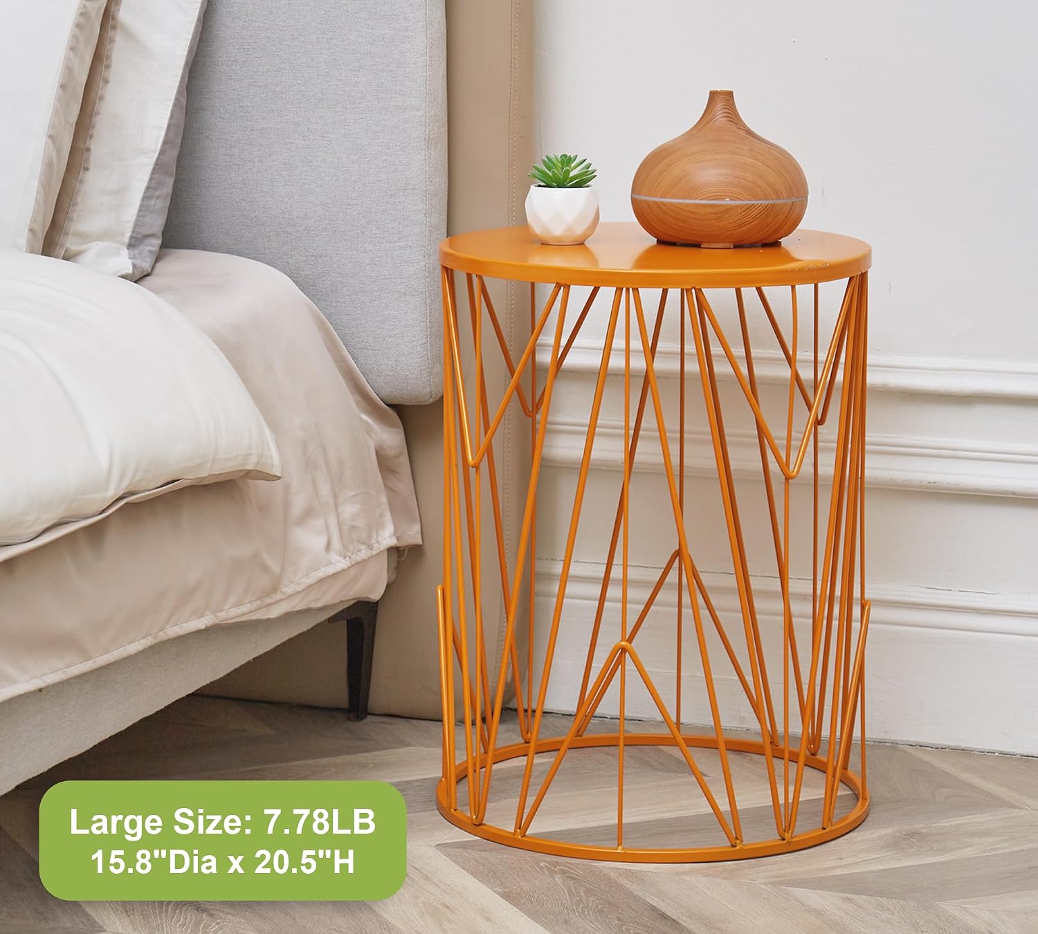 HFHOME Set of 3 Heavy-Duty Round End Side Table, Coffee Table for Indoor Multifunctional Use, Outdoor Decorative Garden Stool Plant Stand, Orange