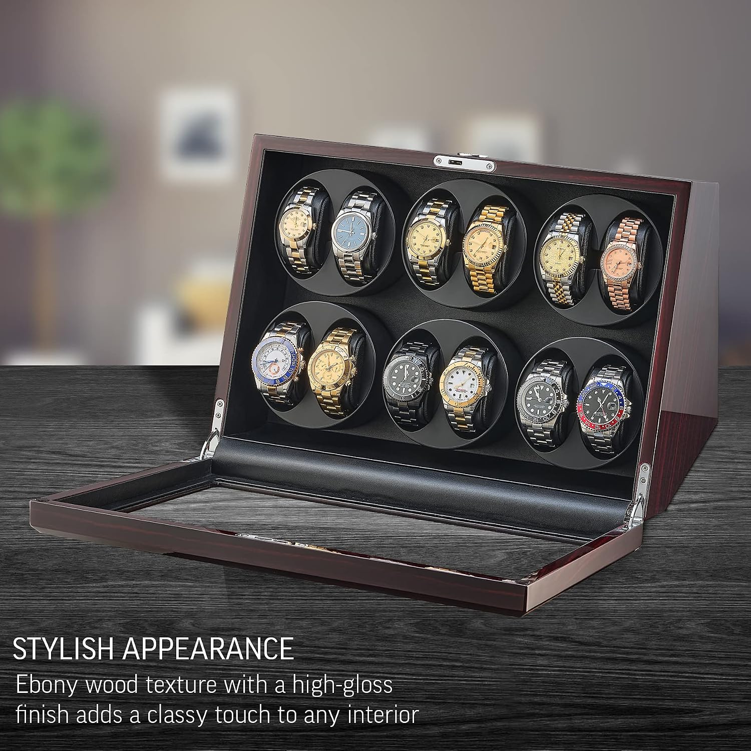 12 Watch Winder for Automatic Watches with Motor-Stop and Battery Option