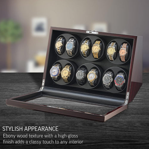 12 Watch Winder for Automatic Watches with Motor-Stop and Battery Option