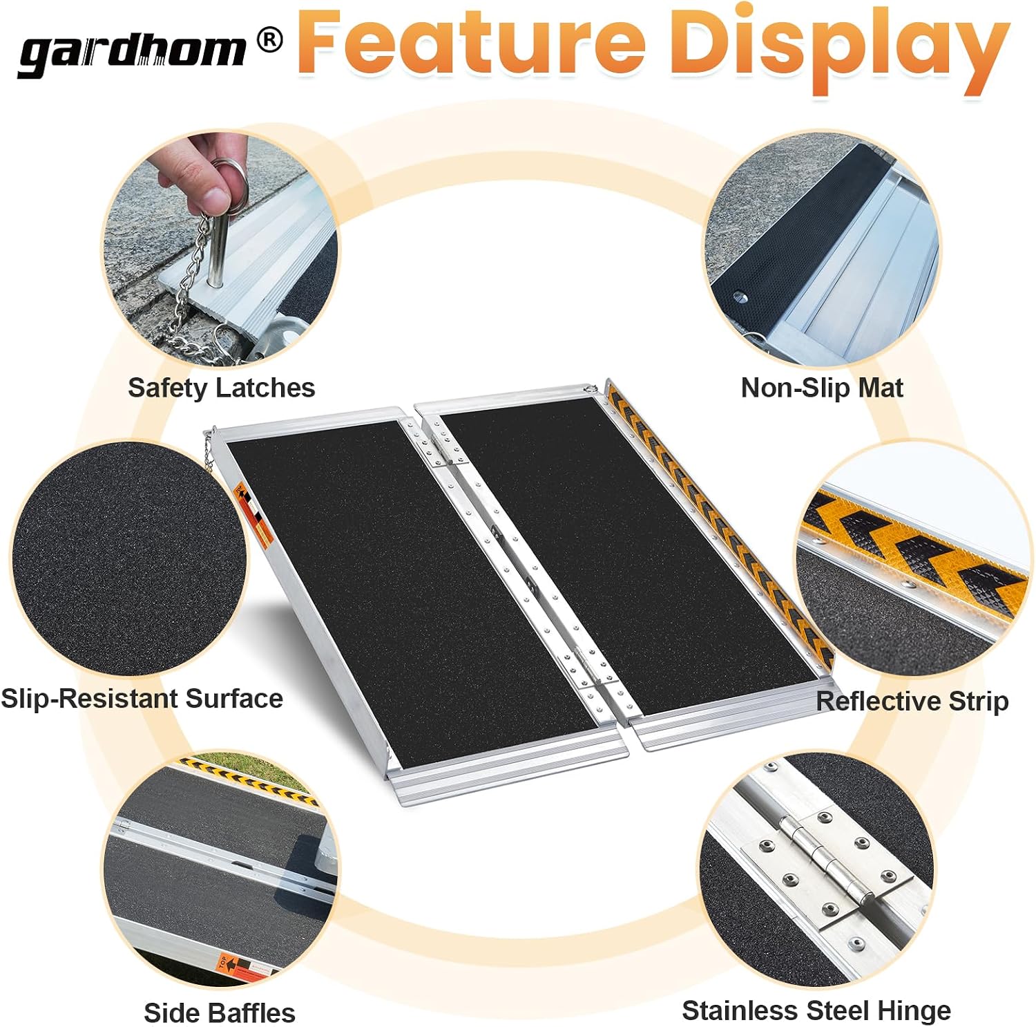 gardhom Bundle 3FT 5FT Ramp for Wheelchair for Home Steps 800Lbs Load Capacity Anti-Slip Aluminum Portable Folding Handicap Ramp for Home Entrance Threshold Doorways Stairs Curbs Scooter
