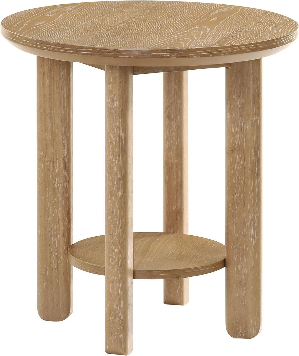 Coaster Home Furnishings - Ottowa - Wood - 2-Piece Coffee Table Set with Rounded Shapes, Thick Cylindrical Legs, Open Shelves and Transitional Style - Living Room - Light Oak - 706298-S2