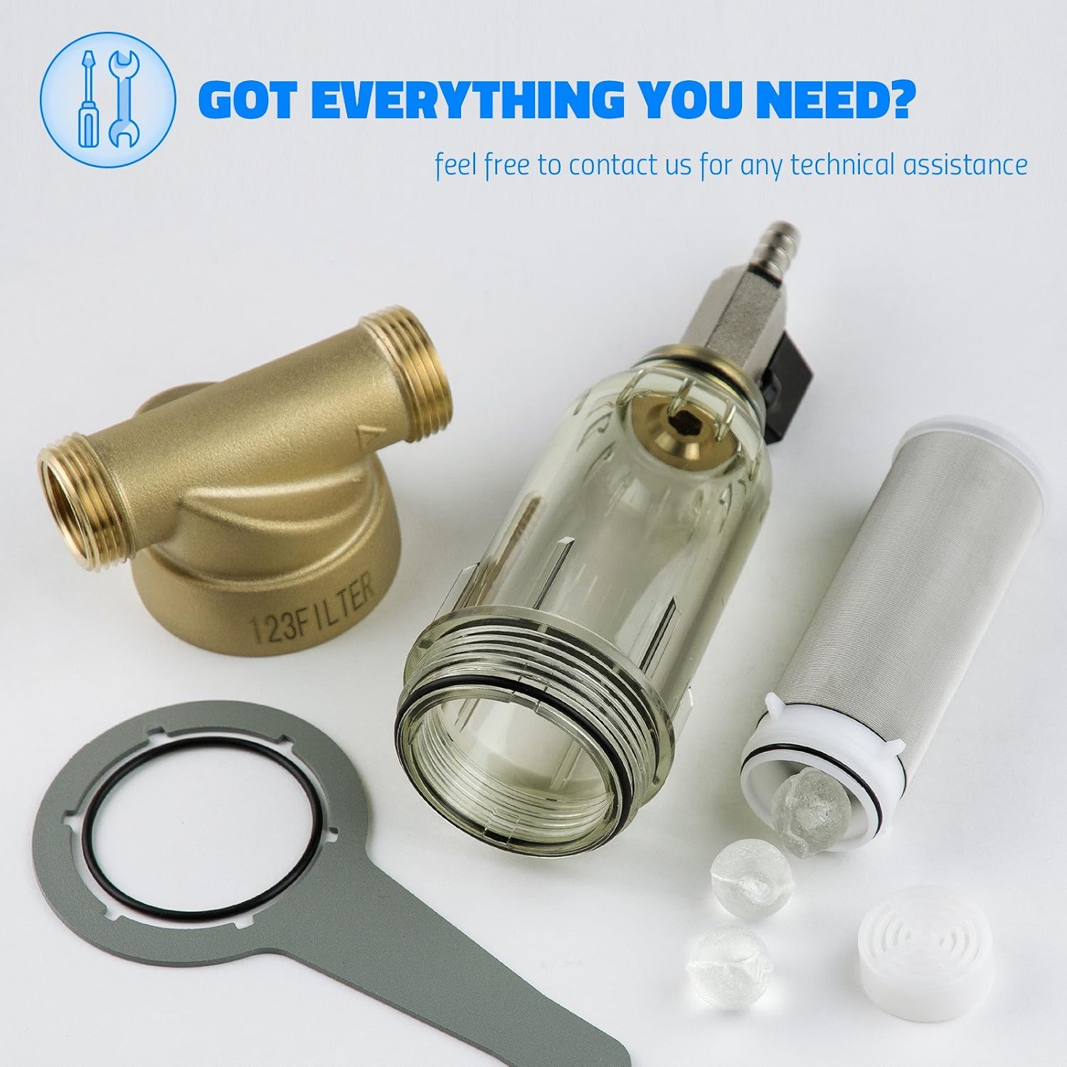 iSpring WSP-50SL Reusable Whole House Spin Down Sediment Water Filter with Siliphos and Push Fit Ball Valve