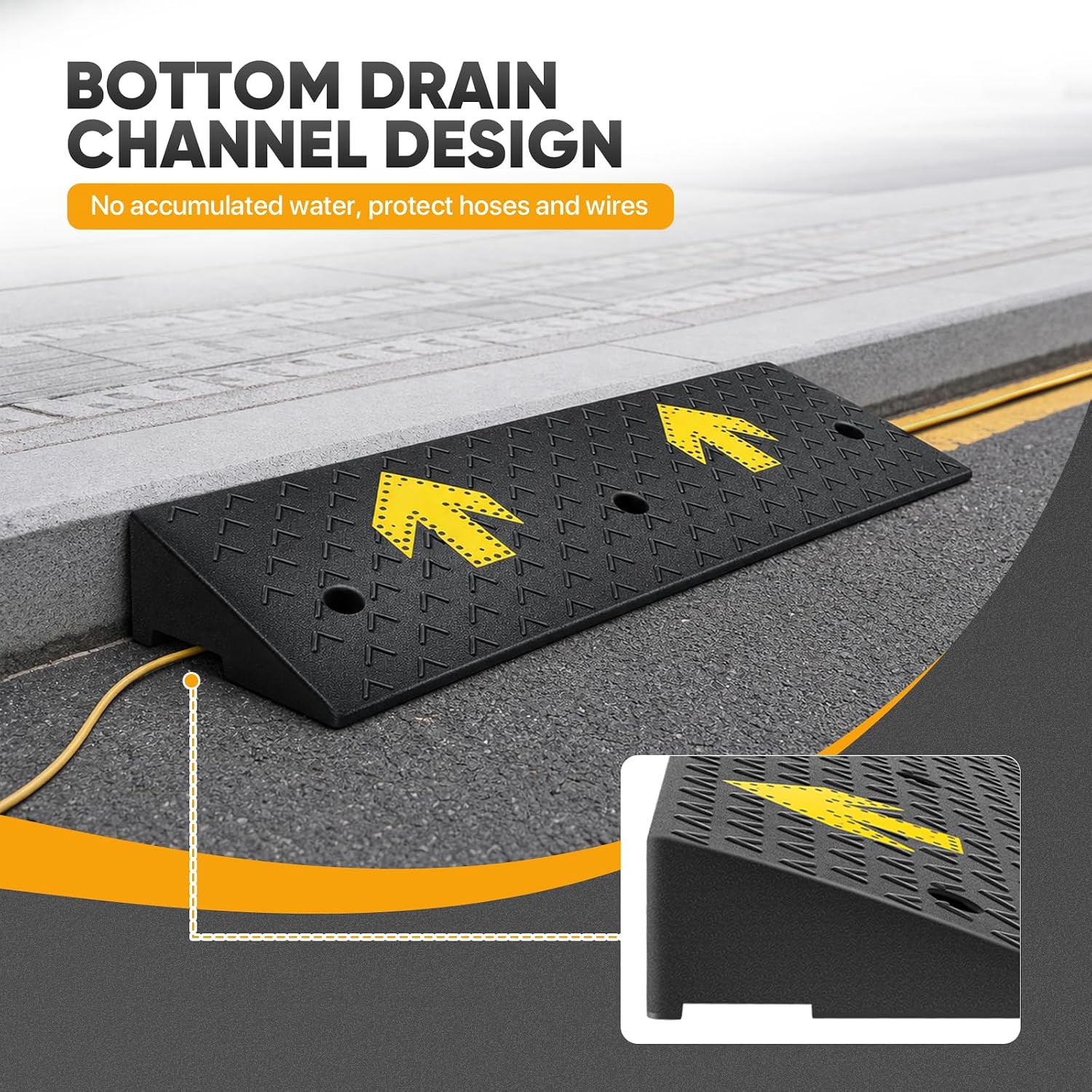 Magshion 2 Pack 4.3' Rise Rubber Curb Ramp for Driveway, 4400 lbs Capacity Per Ramp, 37.4' Wide Heavy Duty Threshold Ramp for Car, Wheelchair, RV, Trailer, Mower, Truck, Scooter & Motorcycle