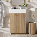 Space-Saving 21.6' Bathroom Vanity with Sleek Ceramic Sink, Freestanding Right Door MDF Cabinet - Perfect for Compact Bathrooms!