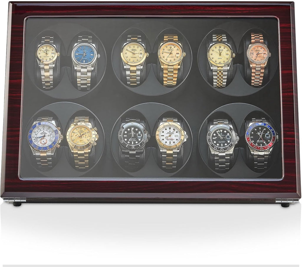 12 Watch Winder for Automatic Watches with Motor-Stop and Battery Option