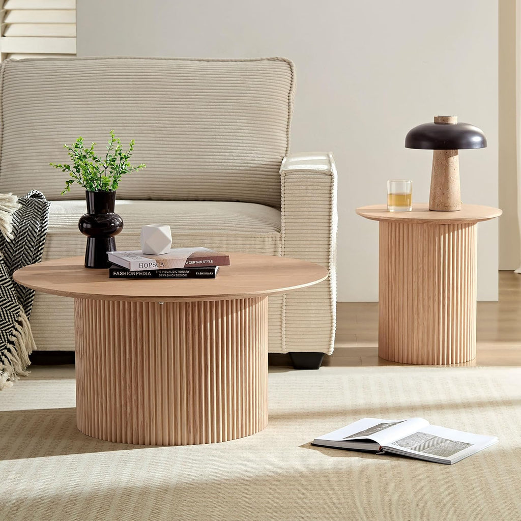 KEVINSPACE 17.71' Accent Side/End Table, Round Side Table Sofa Table Bedside Table for Small Spaces Nightstand for Living Room, Bedroom,Stable Frame, Easy Assembly Natural