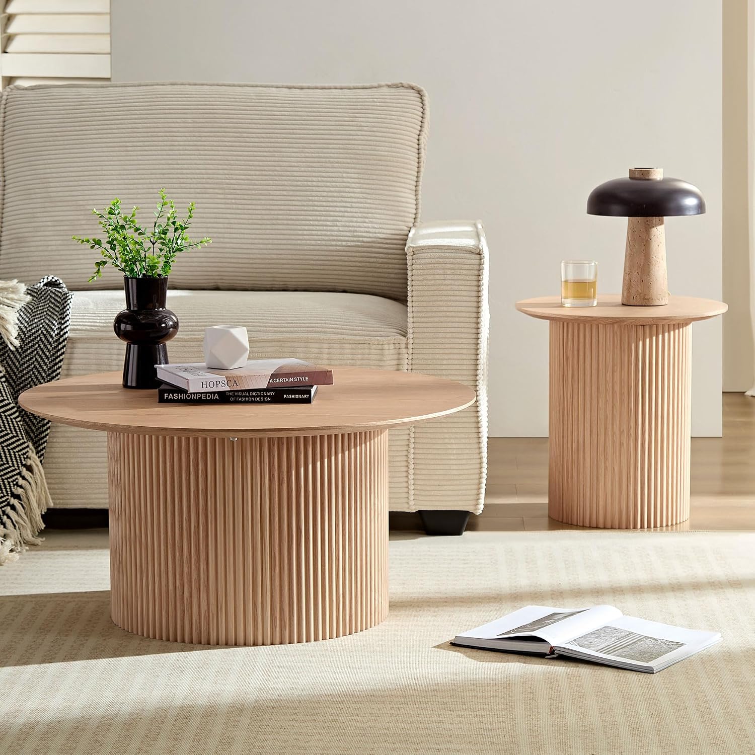 KEVINSPACE 17.71' Accent Side/End Table, Round Side Table Sofa Table Bedside Table for Small Spaces Nightstand for Living Room, Bedroom,Stable Frame, Easy Assembly Natural