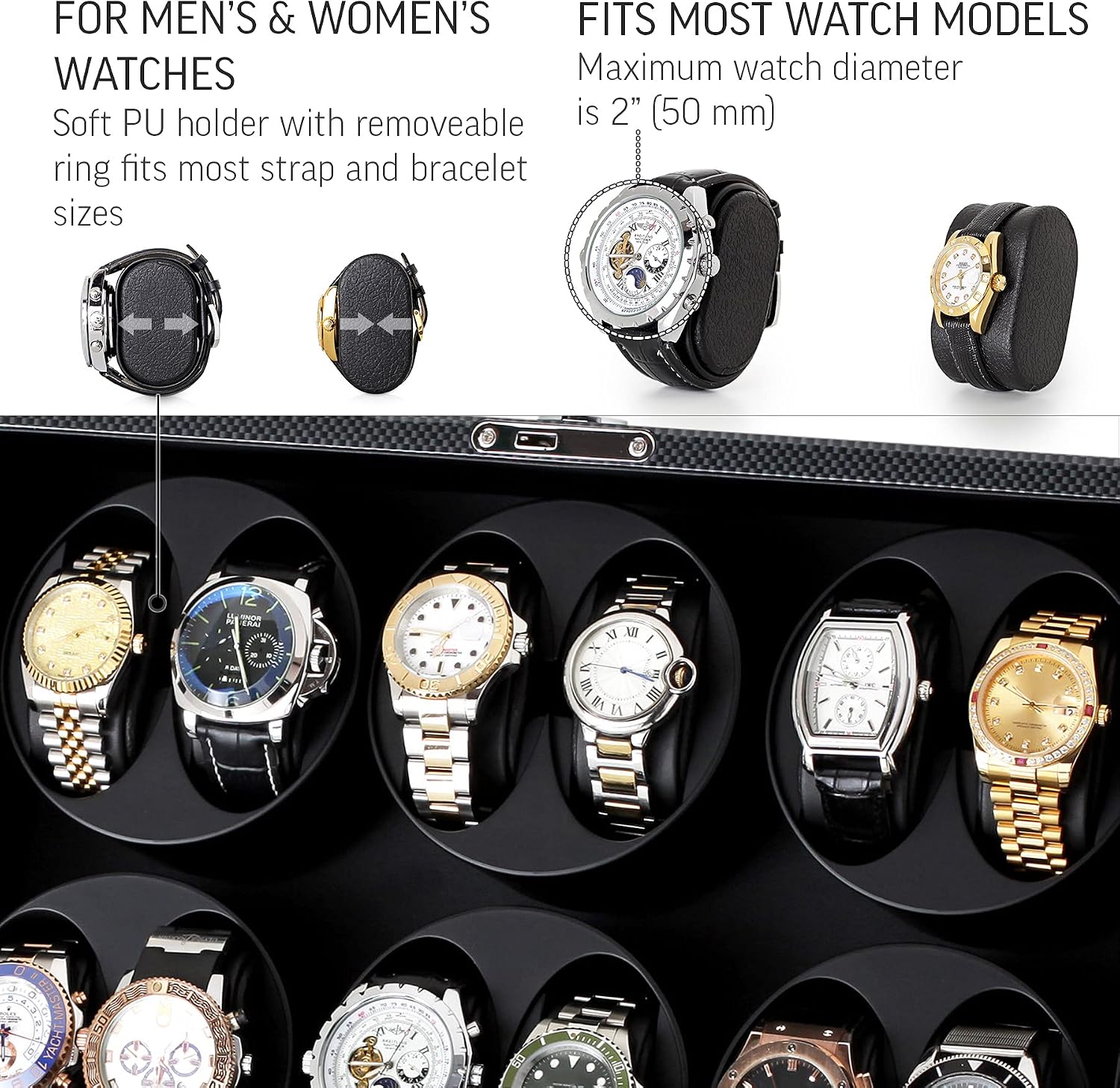 12 Watch Winder for Automatic Watches with Motor-Stop and Battery Option