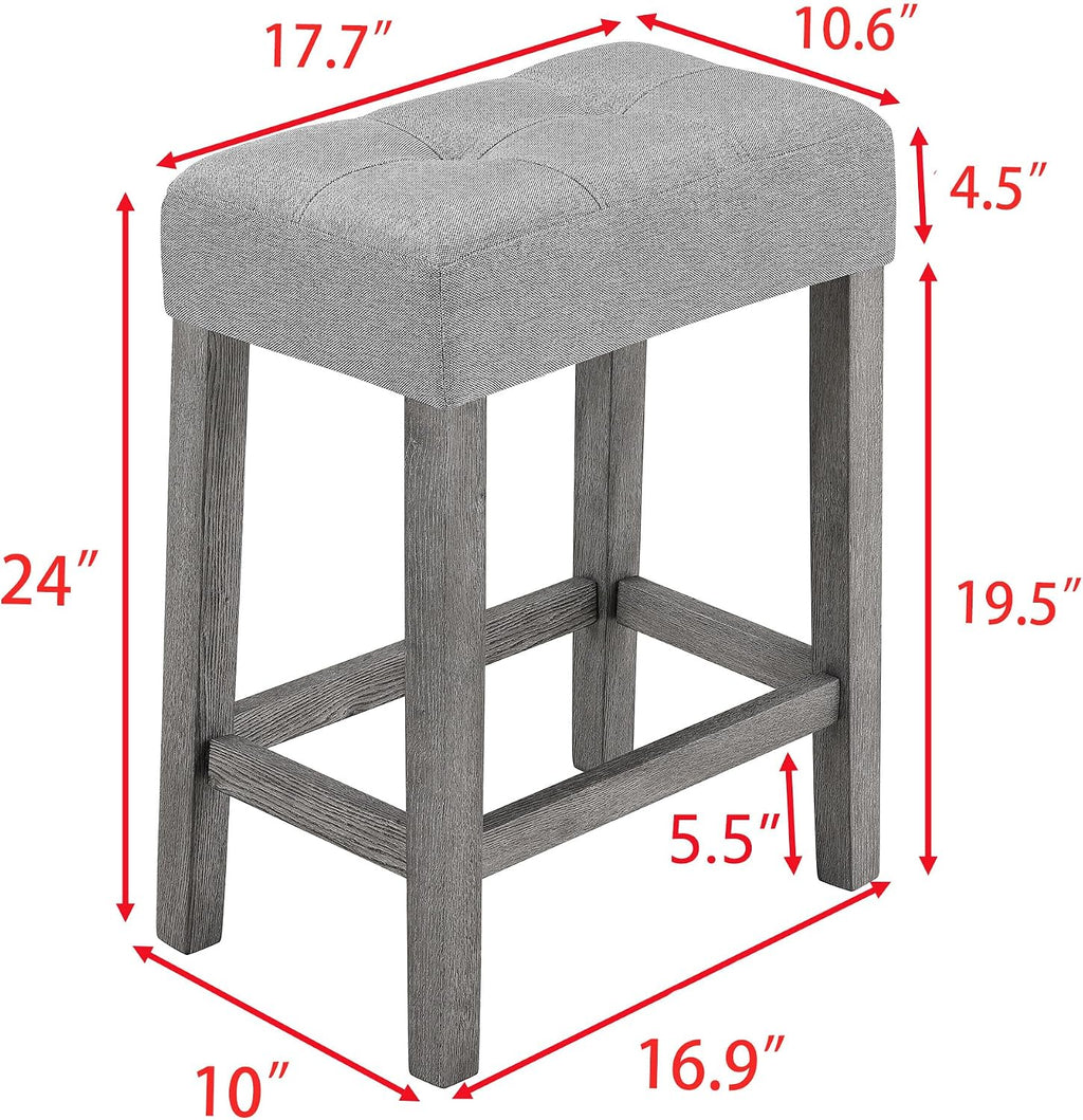 Merax 4 Piece Bar Table Set with Power Outlet,Industrial Breakfast Dining Table and Chairs Set with 3 Padded Stools,for Living Room,Game Room(Gray)